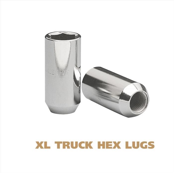 XL Truck Hex Lugs - 0.92 Inch Diameter Chrome Plated